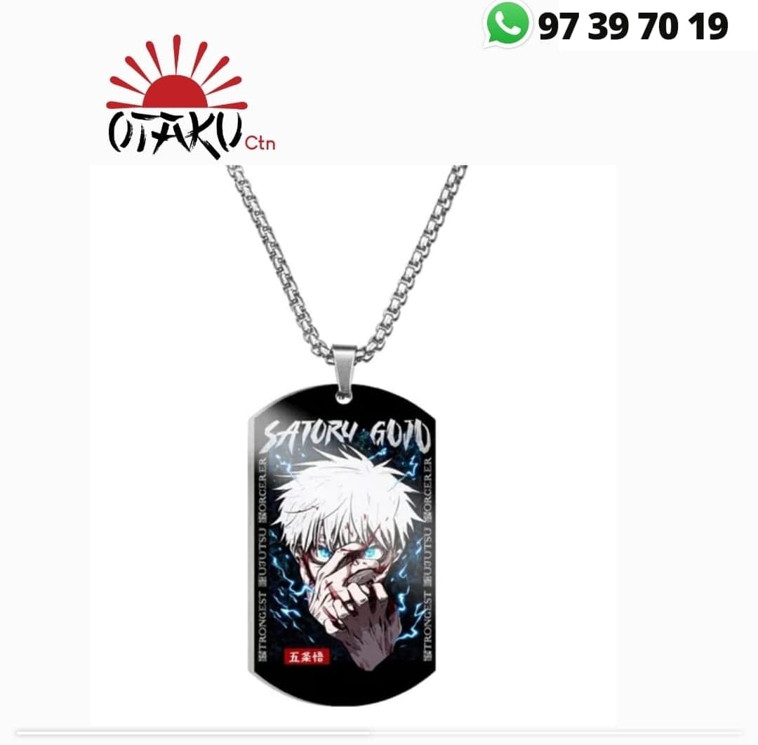 Collier Dog Tag Satoru Gojo - Jujutsu Kaisen | Pendentif "The Strongest"
